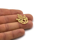 Brass Ethnic Charm, 6 Raw Brass Ethnic Motif Charms With 1 Loop, Earring Charms (30x22x0.60mm) SMP0245