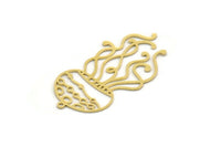 Brass Jellyfish Charm, 4 Raw Brass Jellyfish Charms With 1 Loop, Charm Pendants (44x21x0.60mm) SMP0247
