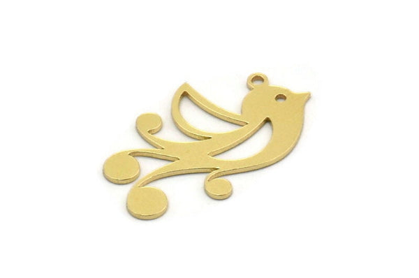 Brass Bird Charm, 8 Raw Brass Bird Shaped Charms With 1 Loop (26x16x0.60mm) SMP0248
