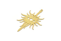 Brass Sword Charm, 6 Raw Brass Sword Charms With 1 Loop, Eye Charms, Pendants, Findings (44x30x0.60mm) SMP0251