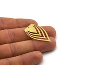 Brass Drop Charm, 4 Raw Brass Drop Charms With 1 Hole, Earring Findings (35x22x0.60mm) SMP0253