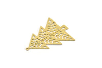 Brass Tree Charm, 4 Raw Brass Tree Charms With 1 Loop, Pendant, Findings (38x31x0.60mm) SMP0255 A2981