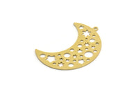 Brass Moon Charm, 4 Raw Brass Crescent Moon Charms With 1 Loop (35x14x0.60mm) SMP0256