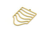 Brass Square Charm, 4 Raw Brass Square Charms With 1 Loop (35x24.5x0.80mm) SMP0257
