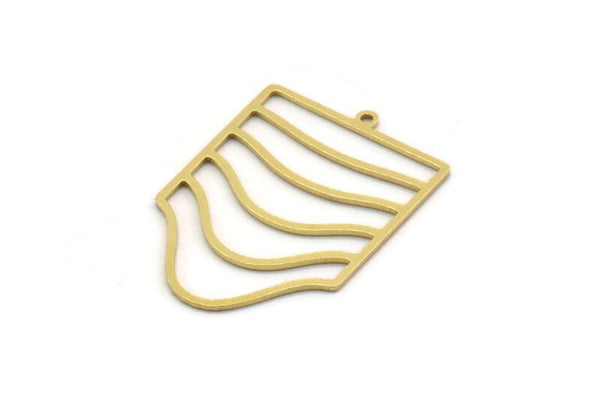 Brass Square Charm, 4 Raw Brass Square Charms With 1 Loop (35x24.5x0.80mm) SMP0257