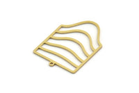 Brass Square Charm, 4 Raw Brass Square Charms With 1 Loop (35x24.5x0.80mm) SMP0257