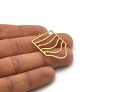Brass Square Charm, 4 Raw Brass Square Charms With 1 Loop (35x24.5x0.80mm) SMP0257