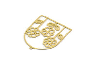 Brass Flower Charm, 2 Raw Brass Flower Shaped Charms With 1 Loop, Findings (36x30x0.60mm) SMP0258 A2601