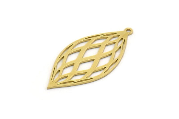 Brass Marquise Charm, 6 Raw Brass Marquise Charms With 1 Loop, Earrings, Pendants (33x16x0.60mm) SMP0260