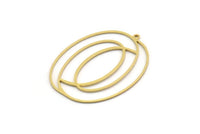 Brass Oval Charm, 2 Raw Brass Oval Charms With 1 Loop, Earring Charms (42x32x0.80mm) SMP0261