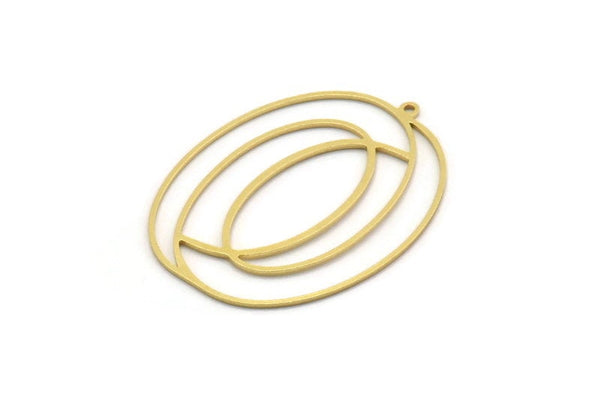 Brass Oval Charm, 2 Raw Brass Oval Charms With 1 Loop, Earring Charms (42x32x0.80mm) SMP0261