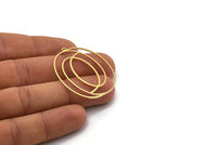 Brass Oval Charm, 2 Raw Brass Oval Charms With 1 Loop, Earring Charms (42x32x0.80mm) SMP0261
