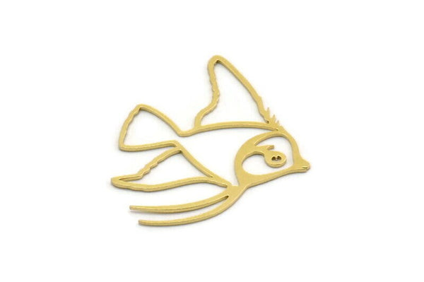 Brass Fish Charm, 4 Raw Brass Fish Shaped Charms, Findings (37x30x0.60mm) SMP0265