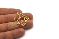 Brass Fish Charm, 4 Raw Brass Fish Shaped Charms, Findings (37x30x0.60mm) SMP0265