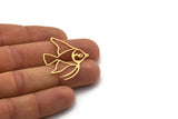 Brass Fish Charm, 4 Raw Brass Fish Shaped Charms, Findings (37x30x0.60mm) SMP0265