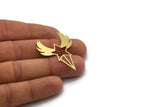 Brass Necklace Charm, 4 Raw Brass Wings And Star Charms With 2 Holes, Necklace Charms, Findings (40x30x0.60mm) SMP0268