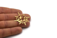 Brass Star Charm, 4 Raw Brass Mountain Charms With 1 Loop, Pole Star Charm, North Star Findings, (41.5x40x0.60mm) SMP0270