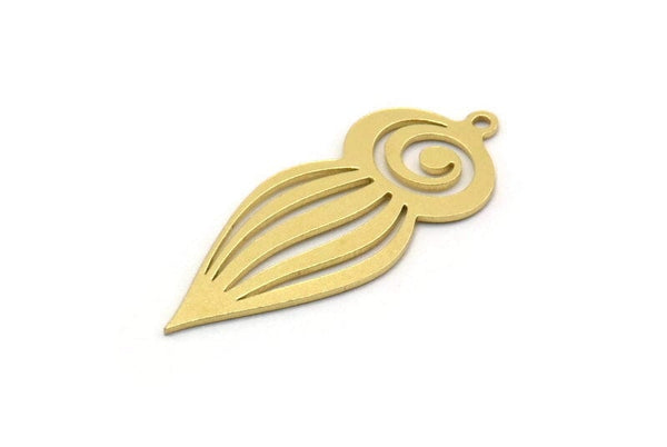 Brass Charm, 8 Raw Brass Charms With 1 Loop, Pendant Findings (32x12.5x0.60mm) SMP0274