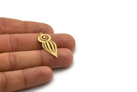 Brass Charm, 8 Raw Brass Charms With 1 Loop, Pendant Findings (32x12.5x0.60mm) SMP0274