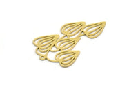 Brass Flower Charm, 4 Raw Brass Flower Shaped Charms With 1 Loop, Findings (35x22x0.60mm) SMP0275