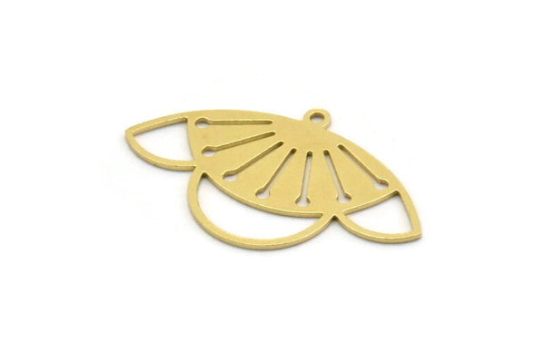 Brass Flower Charm, 6 Raw Brass Flower Shaped Charms With 1 Loop, Findings (18x30x0.60mm) SMP0276