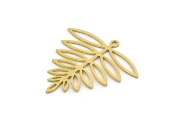 Brass Leaf Charm, 6 Raw Brass Acacia Leaf Charms With 1 Loop, Findings (31x31x0.60mm) SMP0278