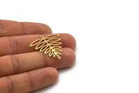 Brass Leaf Charm, 6 Raw Brass Acacia Leaf Charms With 1 Loop, Findings (31x31x0.60mm) SMP0278