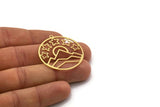 Brass Sun Charm, 2 Raw Brass Mountain Charms With 1 Loop, Sun Rising Charms, Star Charms, Findings (37x35x0.60mm) SMP0279