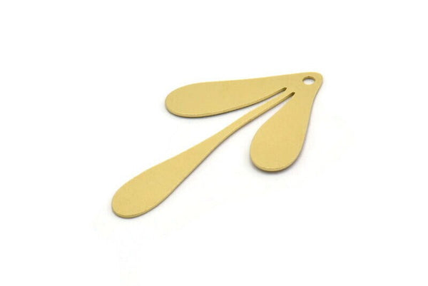 Brass Leaf Charm, 6 Raw Brass Leaf Charms With 1 Hole, Charm Pendants (45x25x0.60mm) SMP0281