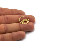 Brass Round Charm, 8 Raw Brass Rainbow Patterned Round Shaped Charms With 1 Loop, Findings (20x18x0.60mm) SMP0282 A2639