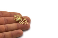 Brass Leaf Charm, 4 Raw Brass Leaf Charms With 1 Loop, Charm Pendants (38x20x0.60mm) SMP0285
