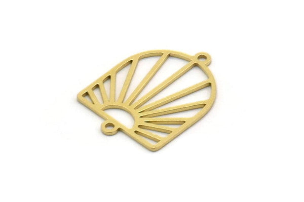 Brass Sun Charm, 10 Raw Brass Sun Charms With 2 Loops, Brass Connectors (20x15x0.60mm) SMP0289 A2821