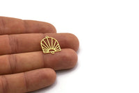Brass Sun Charm, 10 Raw Brass Sun Charms With 2 Loops, Brass Connectors (20x15x0.60mm) SMP0289 A2821