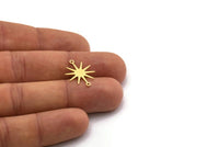 Brass Sun Charm, 24 Raw Brass Sun Charms With 2 Loops, Brass Connectors (19x15x0.60mm) SMP0290 A3234