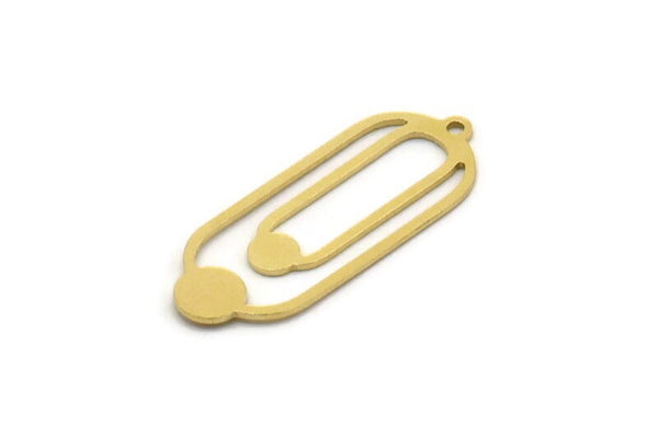 Brass Oval Charm, 8 Raw Brass Oval Charms With 1 Loop, Earring Charms (27x10.5x0.60mm) SMP0291