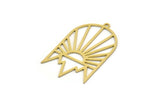 Brass Sun Charm, 4 Raw Brass Rising Sun Shaped Charms With 1 Loop, Earring Findings (37.5x22x0.60mm) SMP0292