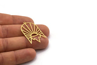 Brass Sun Charm, 4 Raw Brass Rising Sun Shaped Charms With 1 Loop, Earring Findings (37.5x22x0.60mm) SMP0292