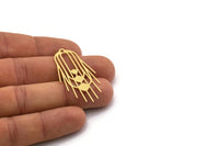 Brass Oval Charm, 4 Raw Brass Oval Charms With 1 Loop, Earring Charms (44x22x0.60mm) SMP0293