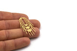 Brass Oval Charm, 4 Raw Brass Oval Charms With 1 Loop, Earring Charms (44x22x0.60mm) SMP0293