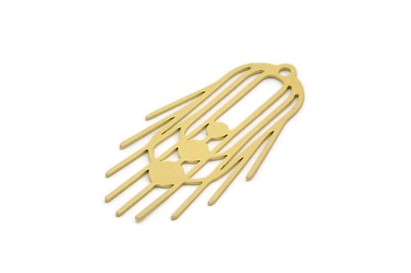 Brass Oval Charm, 4 Raw Brass Oval Charms With 1 Loop, Earring Charms (44x22x0.60mm) SMP0293