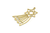Brass Star Charm, 8 Raw Brass Comet Charms With 1 Loop, Findings (40x20x0.60mm) SMP0129