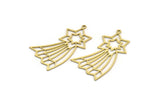 Brass Star Charm, 8 Raw Brass Comet Charms With 1 Loop, Findings (40x20x0.60mm) SMP0129