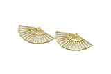 Brass Fan Charm, 8 Raw Brass Fan Shaped Charms With 1 Loop, Pendants, Findings (22x40x0.60mm) SMP0133
