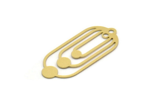 Brass Oval Charm, 4 Raw Brass Oval Charms With 2 Loops, Earring Charms (40x17x0.60mm) SMP0297