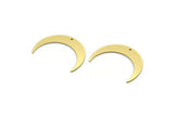 Brass Moon Charm, 12 Raw Brass Crescent Moon Charms With 1 Hole, Findings (28x6x0.60mm) SMP0134