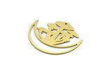 Brass Moon Charm, 6 Raw Brass Mushroom And Crescent Moon Shaped Charms With 1 Hole, Findings (25x30x0.60mm) SMP0135 A4229