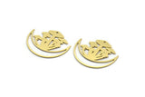 Brass Moon Charm, 6 Raw Brass Mushroom And Crescent Moon Shaped Charms With 1 Hole, Findings (25x30x0.60mm) SMP0135 A4229