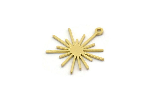 Brass Sun Charm, 24 Raw Brass Sun Charms With 1 Loop, Findings (18.5x17x0.60mm) SMP0298