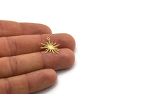 Brass Sun Charm, 24 Raw Brass Sun Charms With 1 Loop, Findings (18.5x17x0.60mm) SMP0298