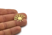 Brass Sun Charm, 6 Raw Brass Rainbow Charms With 3 Loops, Findings (27x28x0.60mm) SMP0299